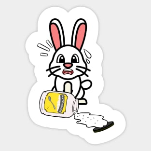 Funny bunny spilled a jar of mayonnaise Sticker